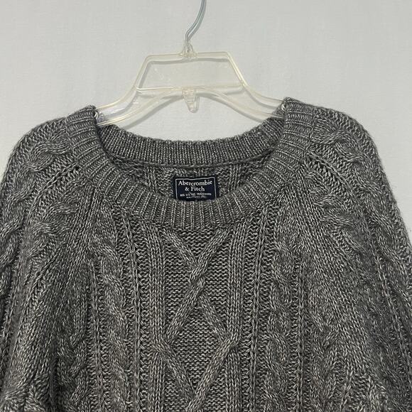 VTG Y2K Abercrombie and Fitch Chunky Cable Knit Sweater Women S Gray Fisherman - Picture 2 of 12